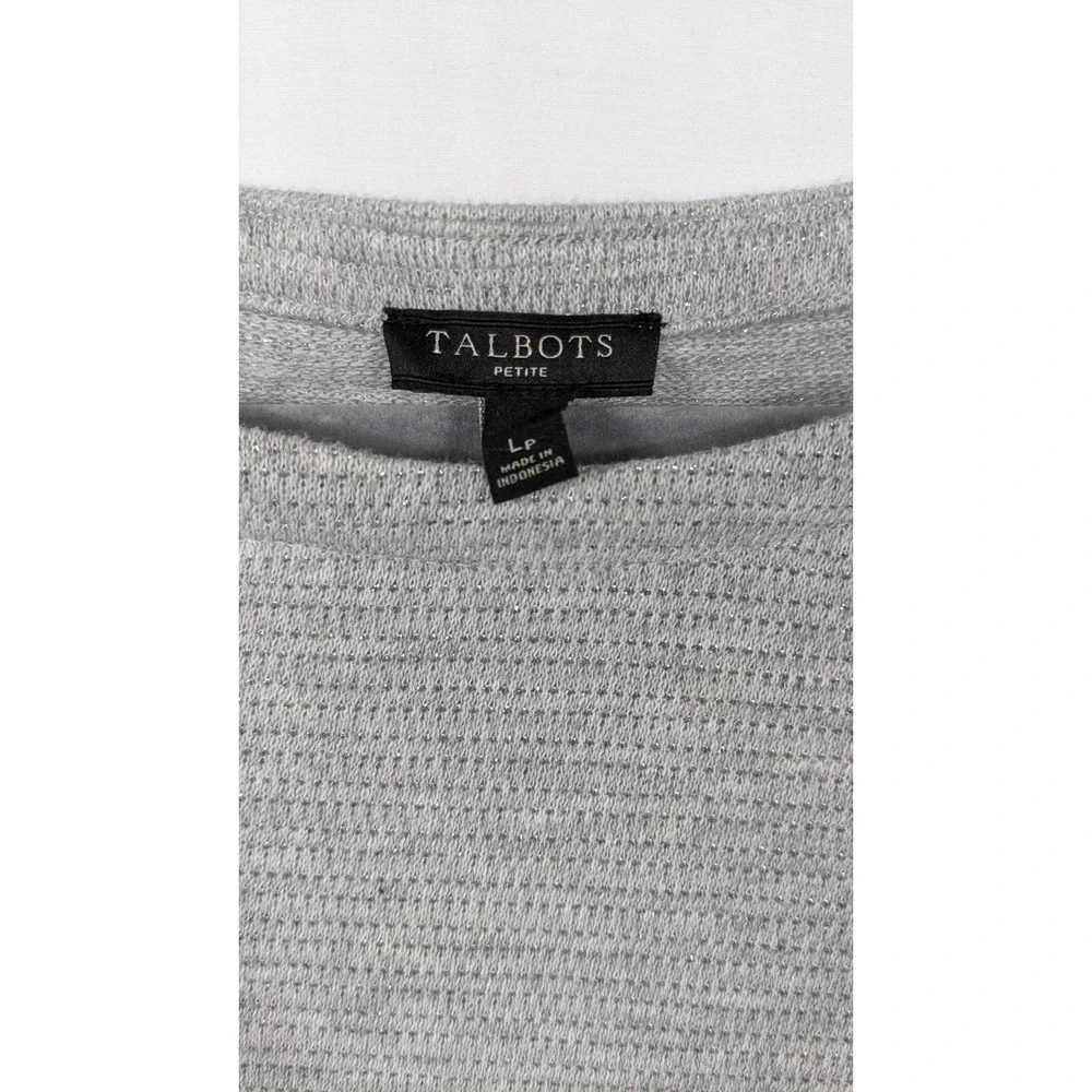 Talbots Women's Petite Gray Sparkle Soft Top Shirt  Knit Sweater L Petite‎ 386